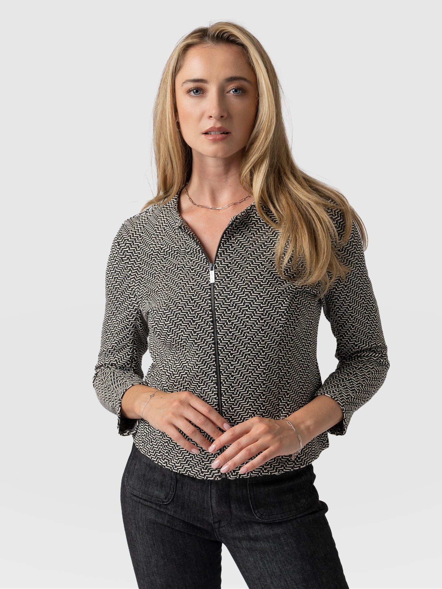 Florence Jacket Cream Lurex Jacquard - Women's Jackets | Saint + Sofia® USA